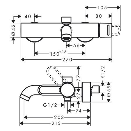 AX Uno Смеситель для ванны, однорычажный, настенный, цвет: шлифованный никель, артикул 38421820