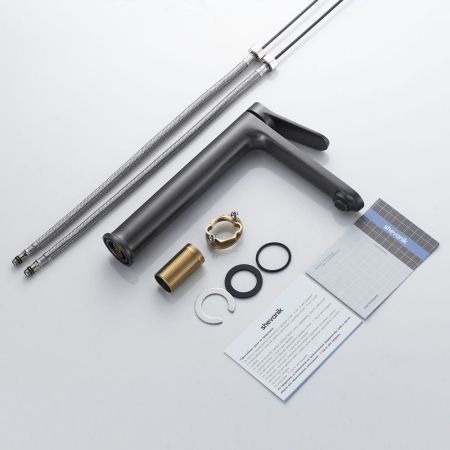 Смеситель для раковины высокий Shevanik S4311T, оружейная сталь, артикул S4311T