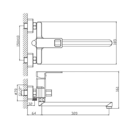 Смеситель для ванны Haiba HB22615-7, черный, артикул HB22615-7