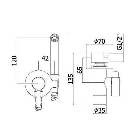Гигиенический душ со смесителем Webert Pegaso PE870303010, золото, артикул PE870303010
