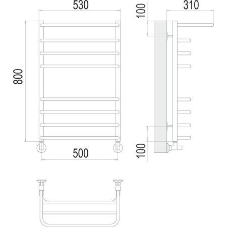 Полотенцесушитель водяной с полкой Terminus Арктур П8 50х80, артикул 4670078529466