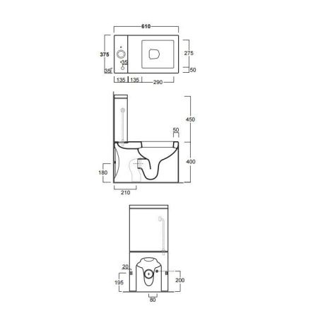 SIMAS Механизм двойного слива Frozen, Arcade, Londra, цвет кнопки хром