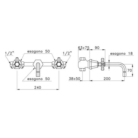 Stella Eccelsa Встраиваемый смеситель для раковины 3863, цвет: золото 24К, артикул EC 01001 AU00