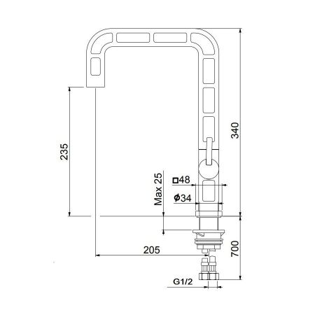 Смеситель для кухни Webert One-A ON921202441, черный/сталь, артикул ON921202441