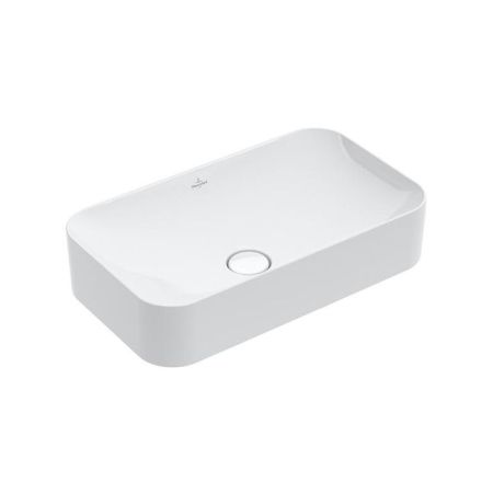 Раковина, Villeroy&Boch, Finion, ширина, мм-600, глубина, мм-350, высота, мм-115, тип установки-накладной (настольный), отверстия для смесителя-отсутствуют, с незапираемым клапаном, клапан с керамической крышкой, материал-керамика, вид грязеотталкивающего, артикул 414361R1