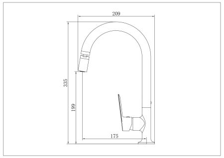 Смеситель Shore для кухни с аэратором на шарнире, R-излив, артикул: SHR519AR, артикул SHR519AR