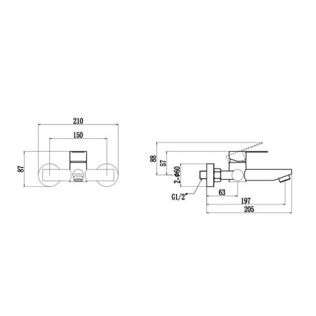 Смеситель для ванны Fmark FS8202Q, графит, артикул FS8202Q
