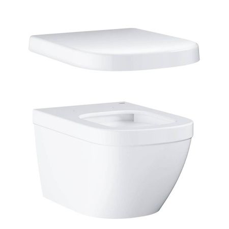 Унитаз подвесной безободковый GROHE Euro Ceramic с гигиеническим покрытием, с сиденьем без микролифта (NW0025-1)