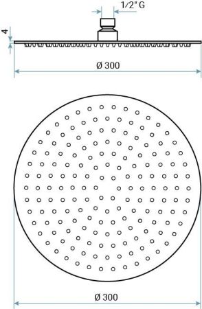Emmevi Filoinox круглый ультратонкий верхний душ Ø30 см, антикальковый, подключение 1/2", из нержавеющей стали, артикул C06650mm300/IN