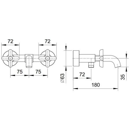 Fantini Icona Classic Смеситель для ванны, настенный, излив 180мм, с ручн.душем, цвет: хром, артикул 53 02 R015
