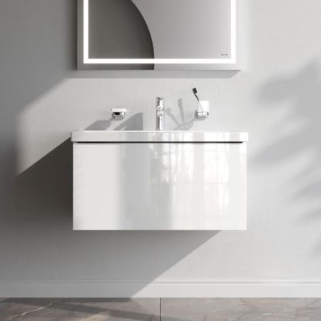M90FHX07521WG GEM, База под раковину, подвесная, 75 см, 1 ящик push-to-open, цвет: белый, глянец