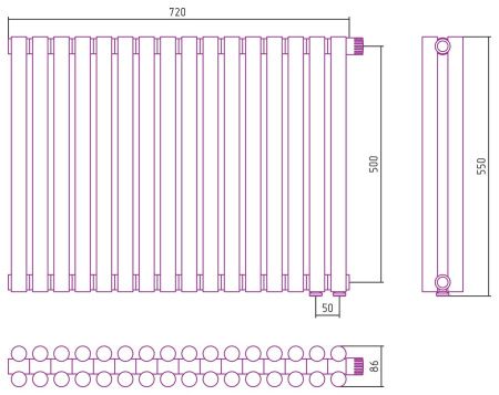 Отопительный радиатор ЭСТЕТ-11 н/ж EU50 500х720 / 16 сек (ЗОЛОТО)