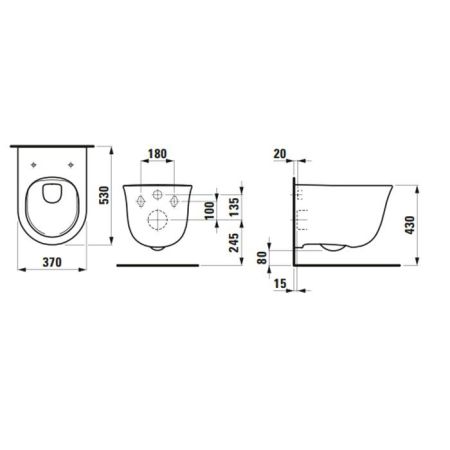 Laufen New Classic Унитаз подвесной безободковый 530х370х430 мм, цвет белый матовый, артикул 8.2085.1.757.000.1