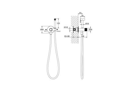 Комплект для гигиенического душа Select встроенный (смеситель + гигиеническая лейка + шланг) AQUATEK AQ1023CR БЕТТА