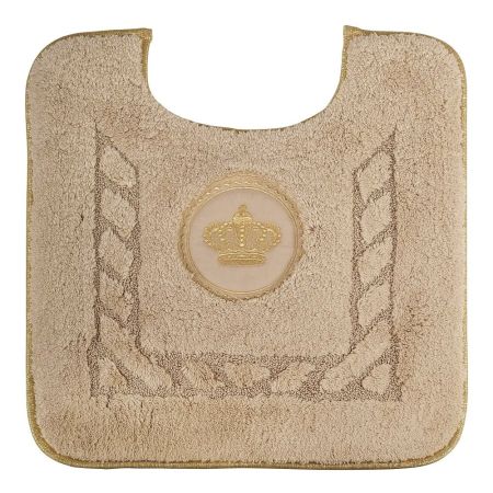 Коврик для WC 60х60 см. вышивка логотип КОРОНА, капучино, окантовка золото, артикул 30780