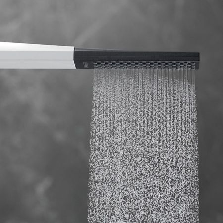 Ручной душ, Hansgrohe, Rainfinity, "палочка", размер душевого диска, мм-100, форма-прямоугольная, тип струи-PowderRain, соединительная резьба G ½, цвет-матовый белый, артикул 26866700