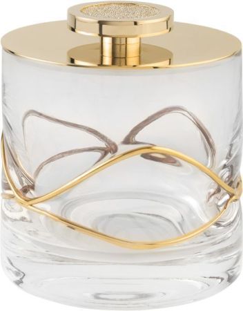 Surya Crystal Stream, круглая баночка с крышкой 9х9хh9 см, для ватных дисков, цвет золото, артикул 6620/GO