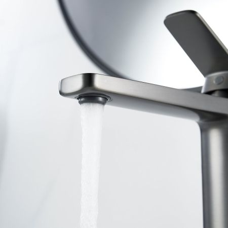 Смеситель для раковины высокий  Raffine F1199T, оружейная сталь