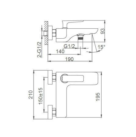 Смеситель для ванны WONZON & WOGHAND SHARK, Хром (WW-483101-CR), артикул WW-483101-CR