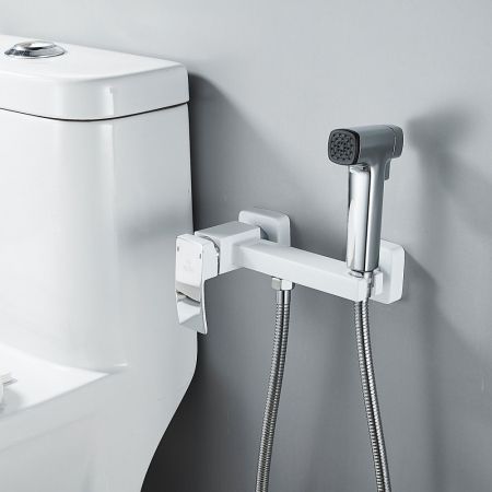 Гигиенический душ со смесителем Rose R1505F-1, белый/хром