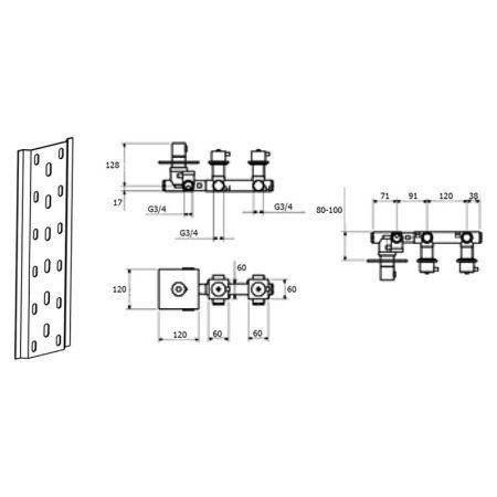 Смеситель для душа встраиваемый с термостатом Webert Elio EL971402345, никель, артикул EL971402345