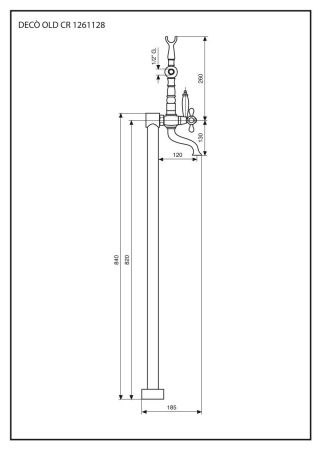 Напольный смеситель Deco Old с ручным душем для ванной, цвет золото