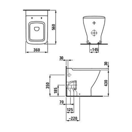 Laufen Palace Унитаз напольный 560х360х430 мм, выпуск универсальный, цвет белый, артикул 8.2370.1.000.000.1