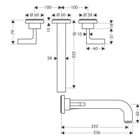 AX Citterio Смеситель для раковины , цвет шлифованный никель, артикул 39147820