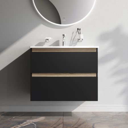 M85AFHX0802BM X-Joy, База под раковину, подвесная, 80 см, 2 ящика, черный матовый, артикул M85AFHX0802BM