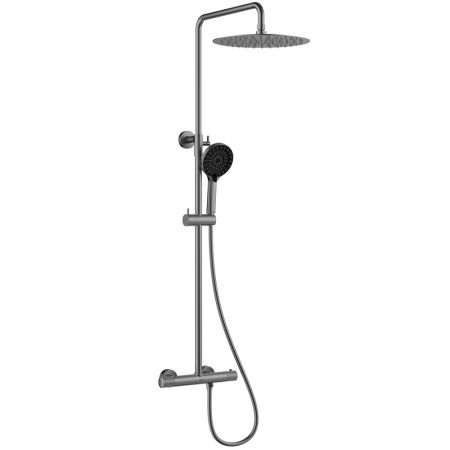 Смеситель Lemark Beluga для душа с регулируемой высотой штанги и лейкой верхнего душа «Тропический дождь», термостатический (LMF-8045B-GM), артикул LMF-8045B-GM