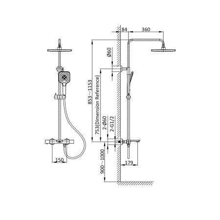 Душевая стойка Next VSFS-1N1TCH термостатическая, хром, артикул VSFS-1N1TCH