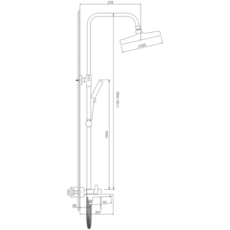 Душевая система BELZ B24713-3, оружейная сталь, артикул B24713-3