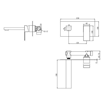 Смеситель для раковины встраиваемый FILARETE Fing FL4040BL, черный, артикул FL4040BL