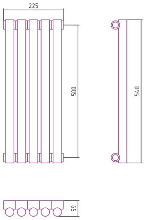 Отопительный радиатор ЭСТЕТ-1 н/ж 500х225 / 5 сек (Шампань)