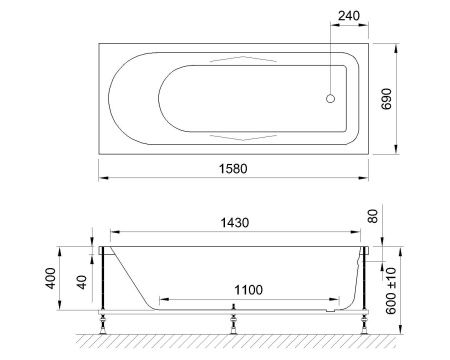 Гидромассажная ванна Royal Bath TUDOR STANDART 160x70x60
