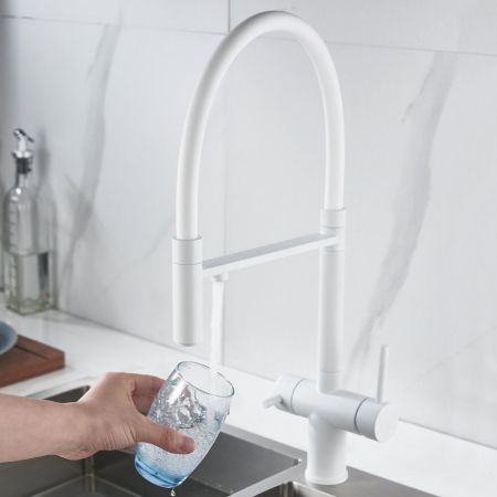 Смеситель для кухни с подключением фильтра Shevanik S178C, белый