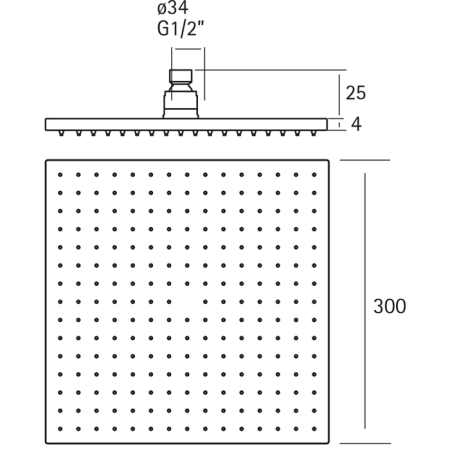 CISAL Xion Верхний душ 300х300х4 мм без держателя, цвет нержавеющая сталь, артикул DS016450D1