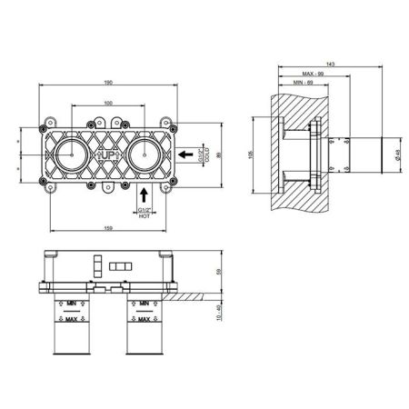 GESSI Anello/Ingranaggio встраиваемая часть настенного смесителя для раковины, цвет Steel Brushed, артикул 63397#239