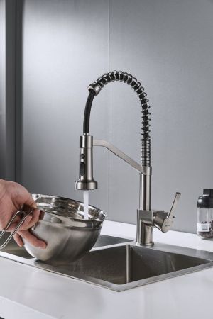 Смеситель для кухни с гибким изливом Shevanik S963L, сатин