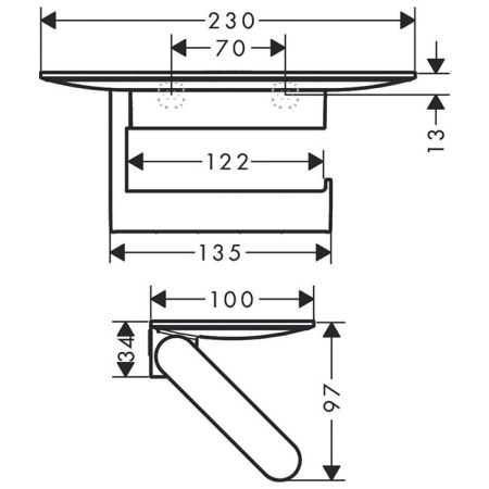 Бумагодержатель, Hansgrohe, WallStoris, без крышки, с полкой, ширина, мм-230, глубина, мм-100, высота, мм-97, тип установки-настенный, материал-пластик, цвет-черный матовый, артикул 27928670