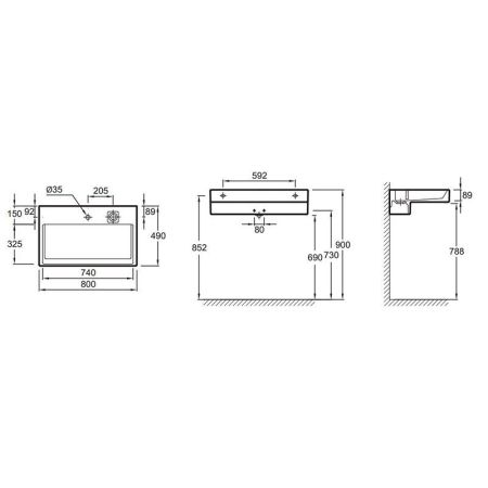 Раковина мебельная JACOB DELAFON TERRACE EXD9112-00 (подвесная, (80*49), белый), шт, артикул EXD9112-00