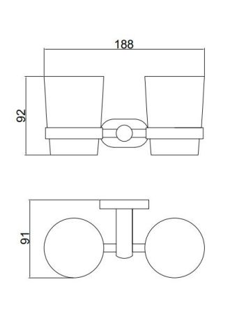 Стакан для ванной комнаты двойной BELZ B90008, хром, артикул B90008