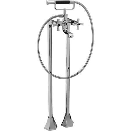 CISAL Cherie Смеситель напольный двухвентильный для ванны с ручной лейкой, держателем и шлангом 150 см, цвет хром/черный матовый, артикул CX0042006T