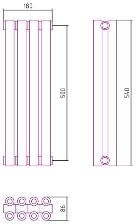 Отопительный радиатор ЭСТЕТ-00 н/ж 500х180 / 4 сек (Без покрытия)