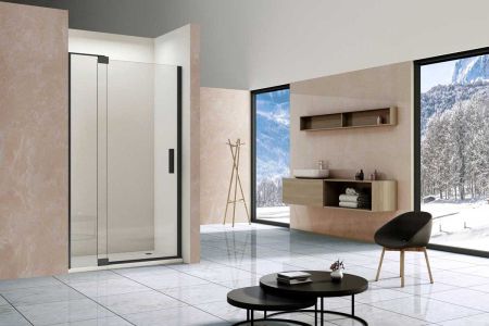 Душевая дверь Extra VDP-1E9010CLB, 900/1000, черный, стекло прозрачное, артикул VDP-1E9010CLB