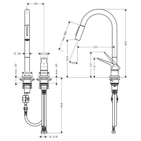 AX Citterio M Смеситель для кухни , цвет шлифованная медь, артикул 34822950