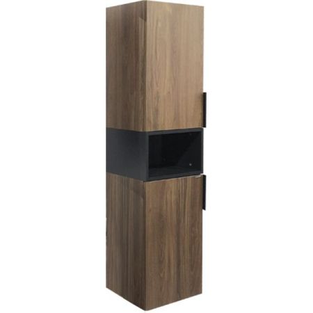 Шкаф пенал Comforty Штутгарт 40 4151544 подвесной Дуб темно-коричневый Черный матовый, артикул 4151544