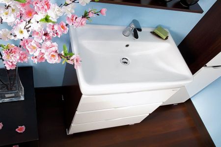 Тумба под раковину Бриклаер Токио 80 венге/белый глянец, артикул 4627125411663