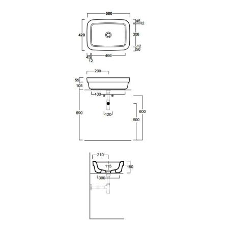 SIMAS Evolution Раковина накладная 58х42см без  отв. под смеситель, цвет белый