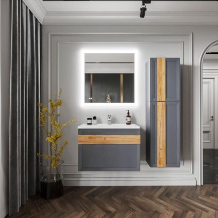 Комплект мебели для ванной Бриклаер БЕРЛИН 80SD, оникс серый, артикул БЕРЛИН 80SD